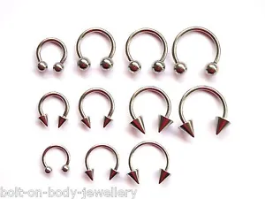 Horseshoe Bar Circular Barbell Nose Septum Nipple Lip Ring Ear Hoop Helix Steel  - Picture 1 of 1