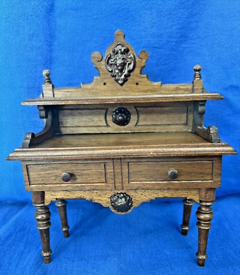 Mobília rara antiga alemã Harrass DESK casa de bonecas miniatura 1:12 nogueira - Imagem 1 de 4