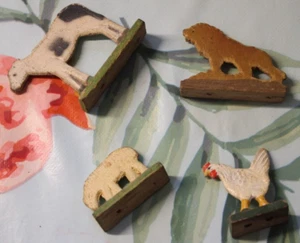 Holztiere spielzeug um 1935 Kuh Löwe Huhn schaf tiere holz vintage MG - Bild 1 von 2