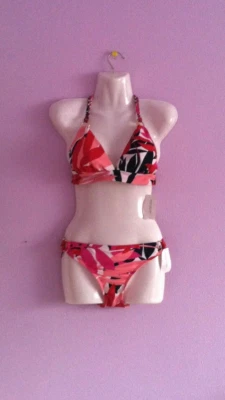 Bikini Banana Republic 2 piezas mediano nuevo con etiquetas rosa trenzado halter anillo dorado acento $90 Foto 1 de 4