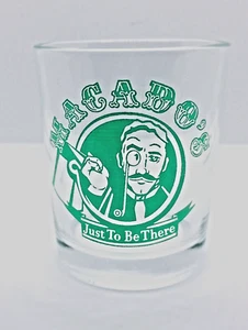 CIRCA 1980S MACADO'S RESTAURANT SHOT GLASS JUST TO BE THERE GREEN WRITING NOS - Picture 1 of 2