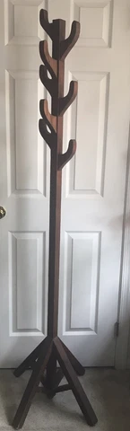 Antique 6 ft. 8 Hook Mission Arts & Crafts Wood Coat Tree Hat Rack. Chestnut Cover