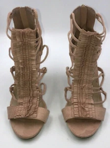 Woman's Wedge Sandal Shoes Carey Pink Rose Suede Fringe Blush 5 1/2 - Picture 1 of 6