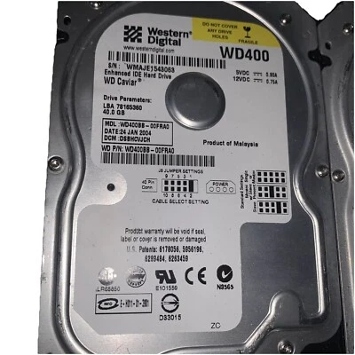 Western Digital | Hard Drive | P/N:WD400BB-00FRA0 40GB | Untested - Image 1 of 3