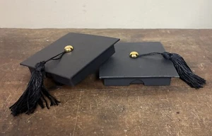 Set Of 2 BLACK GRADUATION CAP with Tassel GIFT 🎁 CARD Money Holders Boxes - Picture 1 of 2