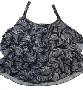 T.H.E. Women's Black Triple Tier Round Neck Tankini Swim Top #4380 22 NWT - Picture 1 of 1