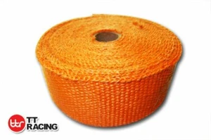 Orange Fiberglass Exhaust Heat Wrap 2" x 33'F 10M +10 Stainless Steel Ties Car - Picture 1 of 4
