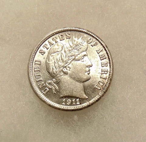 1911-P Barber Dime - Better Date - Pretty Choice AU/UNC Coin - FREE SHIPPING Cover