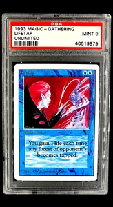 1993 MtG Magic the Gathering Unlimited LifeTap Uncommon PSA 9 Mint Only 4 Higher - Picture 1 of 12