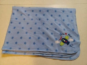 Circo Fleece Baby Blanket Little Flyer Airplane Blue Stars - Picture 1 of 4