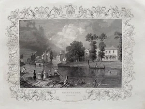 Estampado antiguo de 1834: Shepperton, Támesis, Surrey después de Tombleson - Imagen 1 de 2