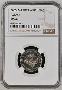 Lithuania 1 Litas 2005 UNC NGC MS 66 - Picture 1 of 2