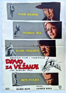 THE HANGING TREE GARY COOPER WESTERN 1958 SCHELL MALDEN RARE YUGO MOVIE POSTER - Picture 1 of 2