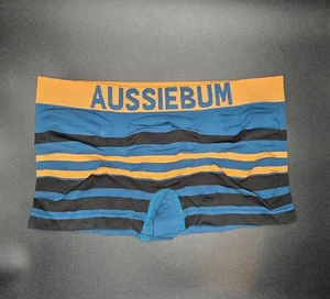 AussieBum Men's Bodystretch Hipster Trunk Size M Orange Teal Stripes, New - Picture 1 of 8