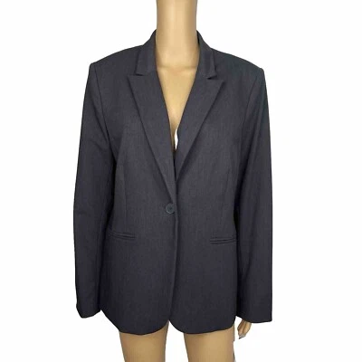 Blazer Liz Claiborne Poliéster Elastizado Talla 12 Carbón Cuello Pico Carrera Nuevo Foto 1 de 4