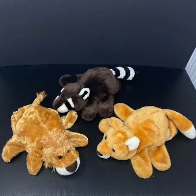 Lot of 3 CalToy Glove Hand Puppets Orange Fox Brown Raccoon Tan Lion Pretend Toy - Image 1 of 4