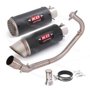 Full Exhaust System For CF-Moto ST125 Muffler Front Link Pipe Carbon Fiber Tips - Bild 1 von 11