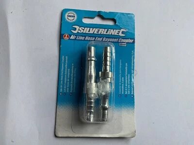 Silverline 675137 воздушный шланг конец быстрый штык муфта 2pk 8 мм новый в упаковке - Изображение 1 из 2