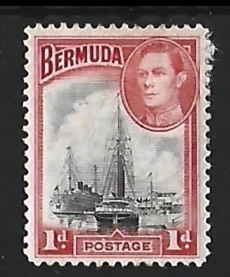 1938 - Bermuda KGV1 1d barcos en Hamilton Harbour usado SG#110 Foto 1 de 1
