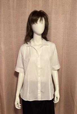 Blusa Talbots para mujer talla 14 blanca de algodón con cuello abotonado nueva con etiquetas Foto 1 de 4
