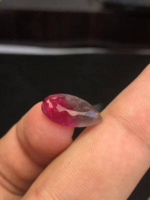 4.70 Carats and  16x9x4 Mm ,Bicolor Tourmaline Rosecuts Pear drop shape .  - Image 1 of 4