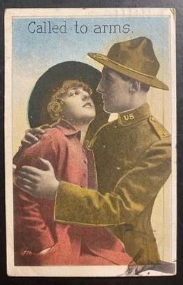 1918 Fitchburg Ma USA Devens Branch Postcard Cover To Franklin NH Called To Arms - Image 1 of 2