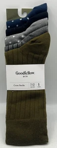 Goodfellow & Co Crew-Socken, Herrengröße 7-12, mehrfarbig, 5er-Pack, NEU - Bild 1 von 5