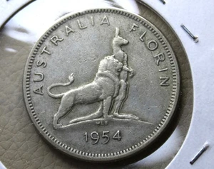 * 1954 SILVER FLORIN CIRCULATED ROYAL VISIT PREDECIMAL COIN  #BRN74 - Picture 1 of 8