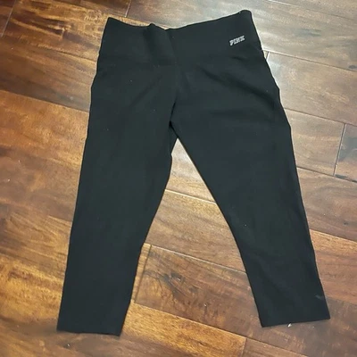 Victoria's Secret ROSA Leggings Mujer Pequeños Negros Pantalones de Yoga Elastizados Logotipo de Perro Foto 1 de 4