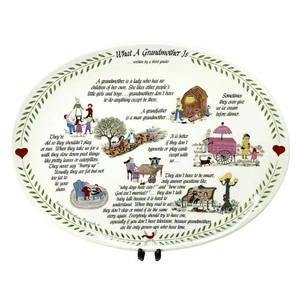 What A Grandmother Is Large Serving Plate Written by Third Grader Oval 11 x 14.5 - Picture 1 of 9