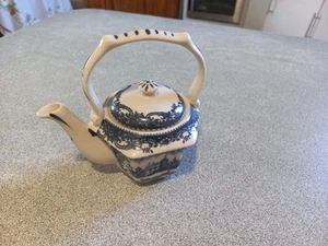 Somerton Green Minitaure Teapot Fine Porcelain Blue And White - Picture 1 of 6