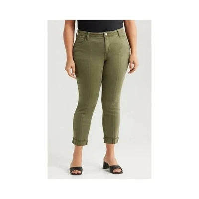 Kut From The Kloth Amy Crop Straight Leg Jeans Olive Green Frayed Hem Sz 2 NWT - Image 1 of 4
