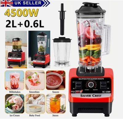 2L+0.6L Food Blender Juicer Mixer Crusher Processor Grinder Smoothie 4500W Maker - Image 1 of 4