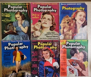 Lot Of 6 Popular Photography Magazine 1939, 1940, 1943, Pin Ups, Ads - Picture 1 of 2