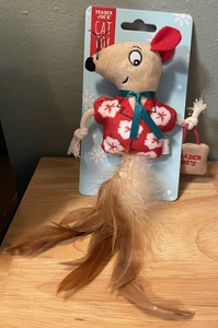 2025 Trader Joe’s Holiday Christmas Gift Cat Toy w/ Feather, Rope, Burlap,Ribbon - Picture 1 of 7