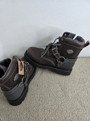 NEW Genuine Harley Davidson Becky Flash D87246 Womens 9M Brown Gray Riding Boots - Image 1 of 4