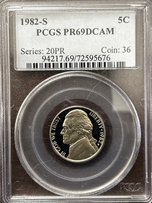 1982-S Proof Jefferson Nickel - PCGS PR69DCAM - Image 1 of 2