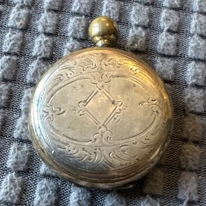Antique Locket With Tintype Photo Of Man-Ornate Carving - Picture 1 of 5