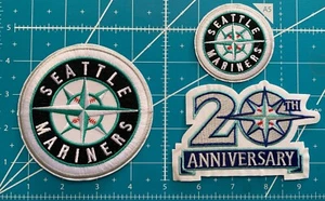Set of 3 MLB Seattle Mariners Iron on Patches, 20th Anniversary & 2 Round logos - Picture 1 of 4