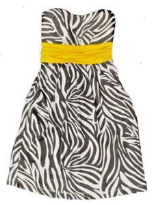 Vestido para mujer Wishes sin tirantes estampado de cebra con lazo amarillo talla grande - Imagen 1 de 3