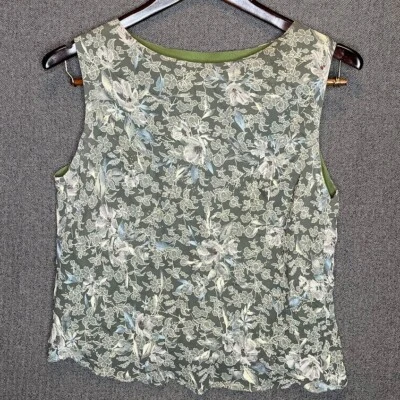 Blusa sin mangas floral verde lapislázuli para mujer grande ligera transparente en capas Foto 1 de 4