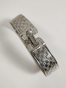 Sammlerstück Armband Goldette Vintage 50er Jahre silberfarben 7 Zoll - Bild 1 von 7