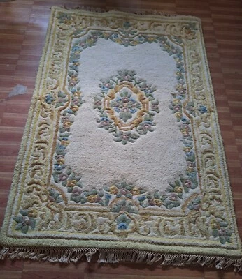 Nueva alfombra india anudada a mano vintage de 40" x 60" 100 % lana pila floral oriental.  Foto 1 de 4