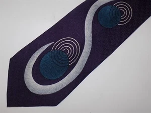 J. T. BECKETT Silk Necktie Purple w/Turquoise & Silver 57" x 3 7/8" - Picture 1 of 2