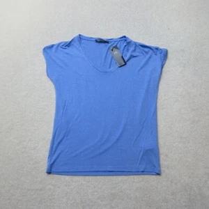 M&S Top Womens UK 6 Blue T-Shirt Casual Tee Sleeveless Cotton EU 34 NWT - Picture 1 of 7