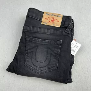 NEW TRUE RELIGION Boy's Geno Slim Fit Jeans Size 14 NWT Black Denim Embroidered - Picture 1 of 16