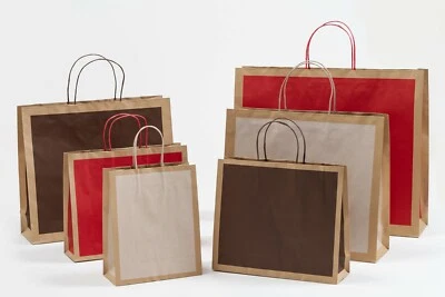 GK-VERPACKUNGEN Papiertragetaschen FRAME Papiertüten aus Recyclingpapier braun Randumschlag Eco