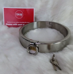 Collar with Built in Brass Padlock and Optional ring, Slave, Fetish, Collared - Picture 1 of 5