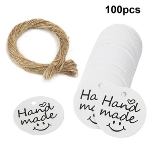 Luggage Wedding Party Jute Twine Hanging Label Tagging Handmade Kraft Gift Tags - Picture 1 of 15