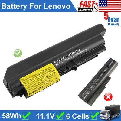 Laptop Battery for Lenovo ThinkPad T400 R400 7443 R61 T61 14.1” Widescreen 58Wh - Image 1 of 4
